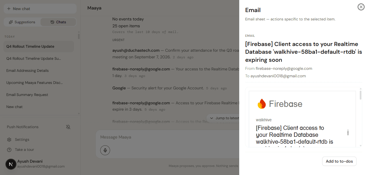 Maaya — Email detail